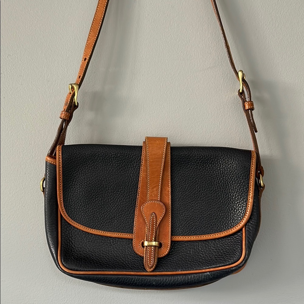 Dooney & Bourke Vintage Navy Flap Shoulder Bag - All Weather Leather